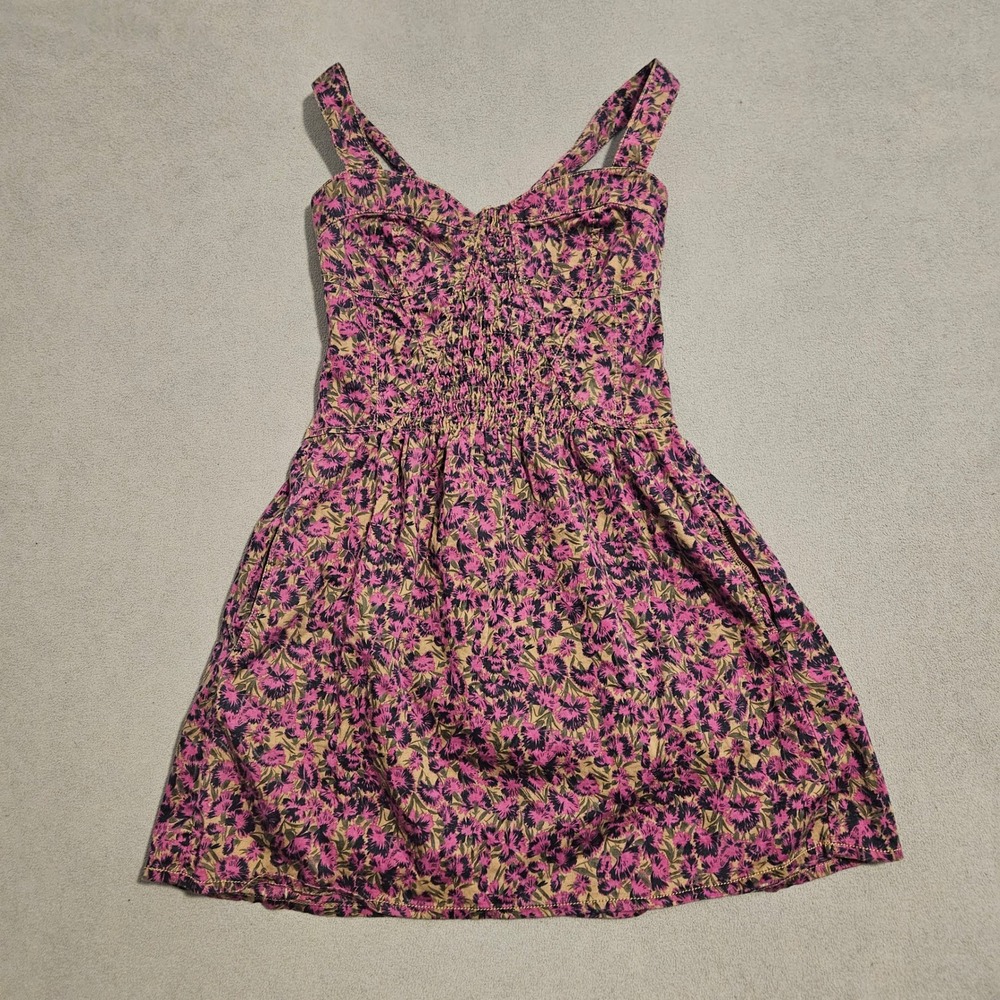 Free People Pink and Yellow Floral Mini Dress